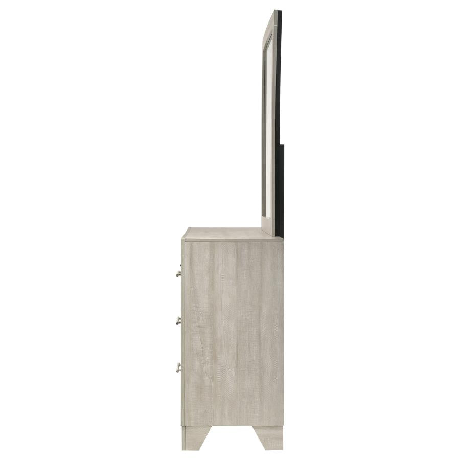 Trenton 6-Drawer Bedroom Dresser With Mirror Rustic Cream