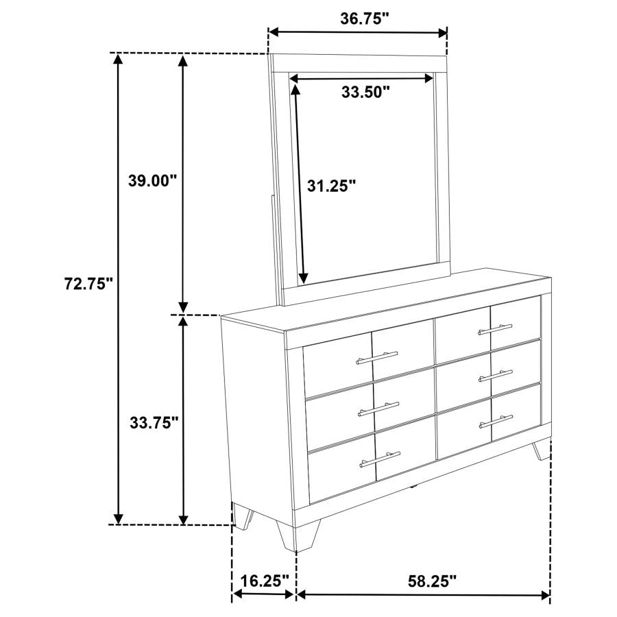 Trenton 6-Drawer Bedroom Dresser With Mirror Rustic Cream