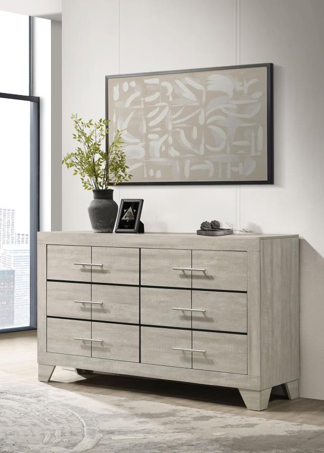 Trenton 6-Drawer Bedroom Dresser Rustic Cream
