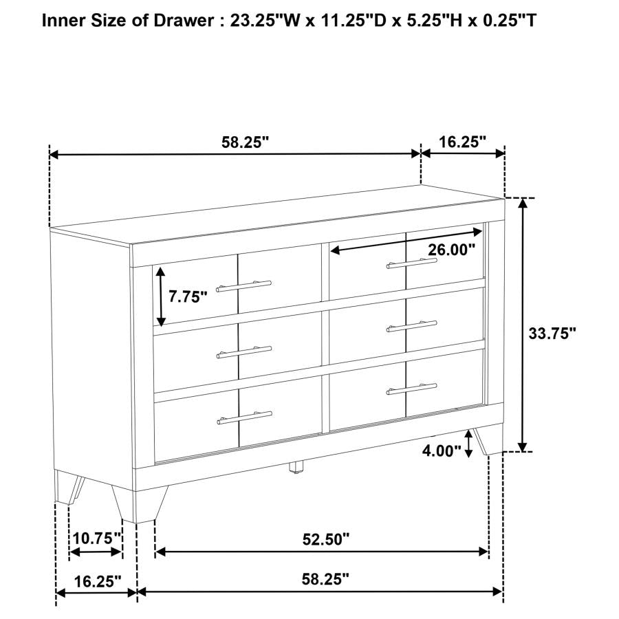 Trenton 6-Drawer Bedroom Dresser Rustic Cream