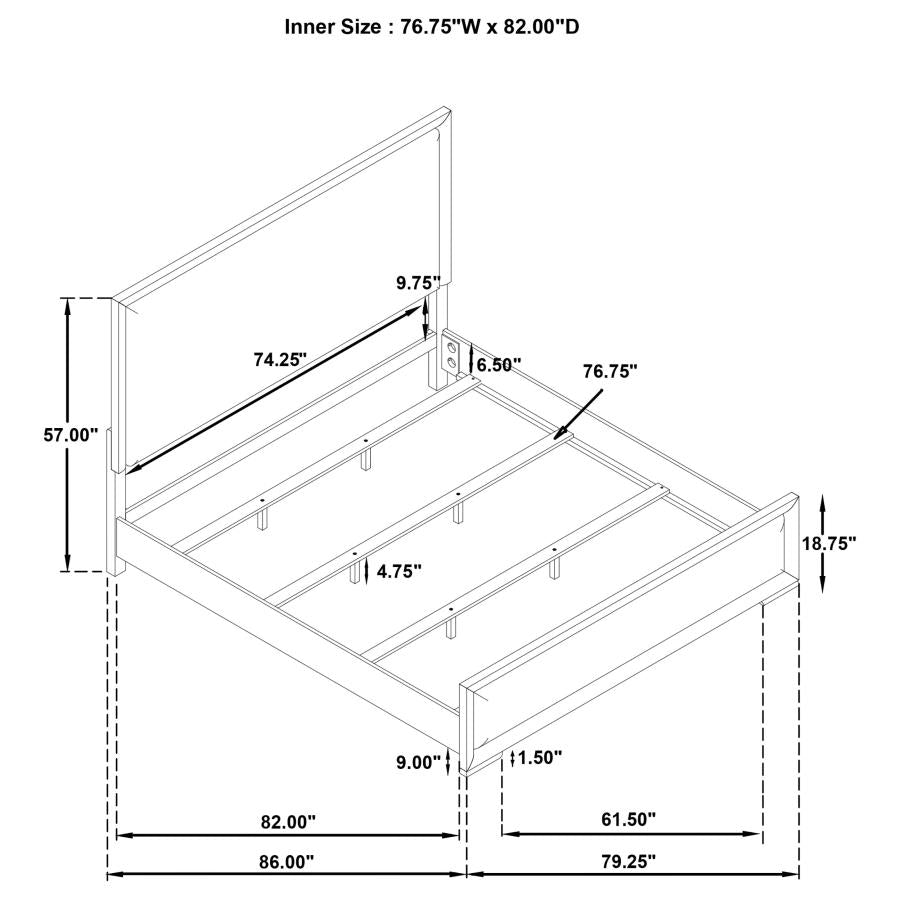 Gracemont 57-Inch Eastern King Panel Bed Grey And White