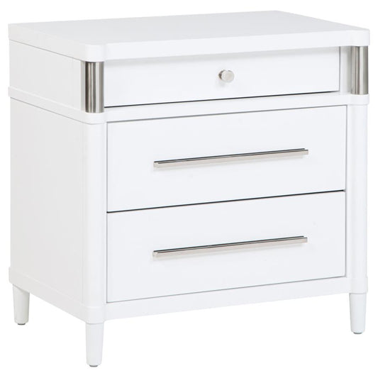Gracemont 3-Drawer Bedroom Nightstand Bedside Table White