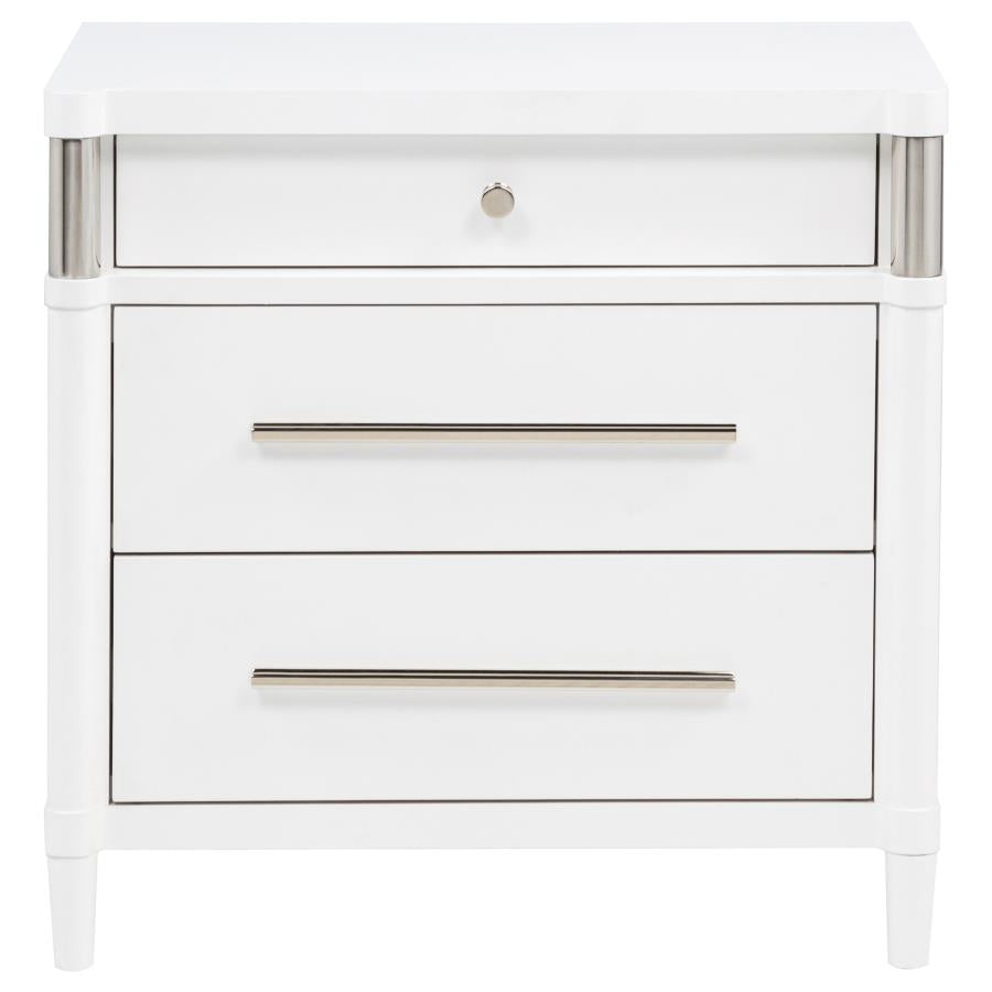 Gracemont 3-Drawer Bedroom Nightstand Bedside Table White