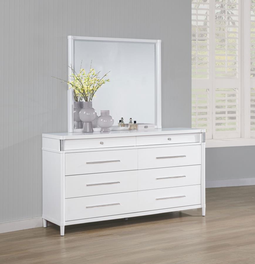 Gracemont 8-Drawer Bedroom Dresser With Mirror White