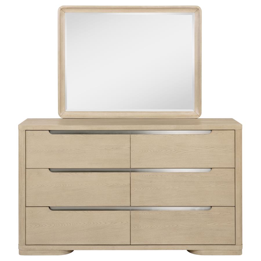 Ladera 6-Drawer Bedroom Dresser And Mirror Light Elm