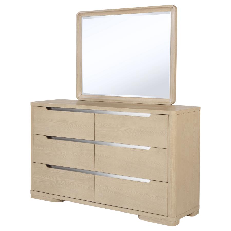 Ladera 6-Drawer Bedroom Dresser And Mirror Light Elm