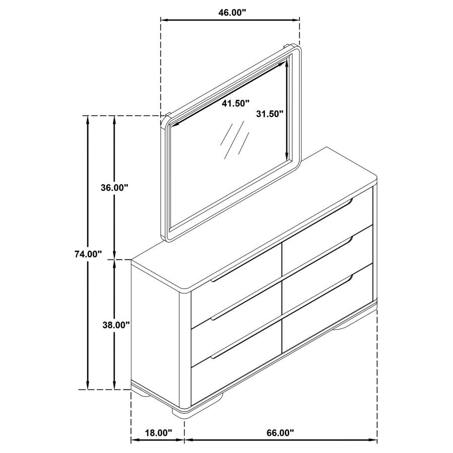 Ladera 6-Drawer Bedroom Dresser And Mirror Light Elm