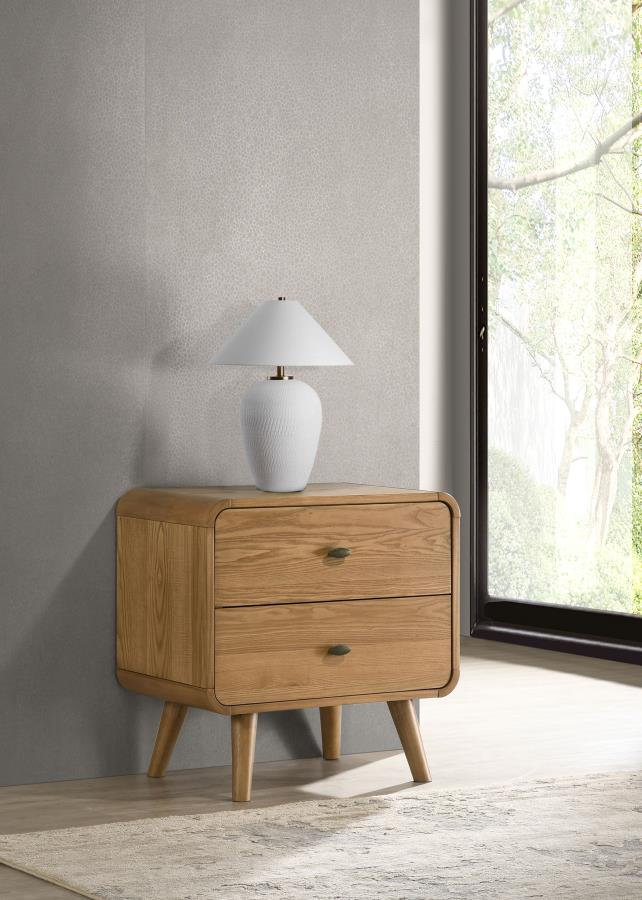 Robyn 2-Drawer Nightstand Bedside Table Light Ash