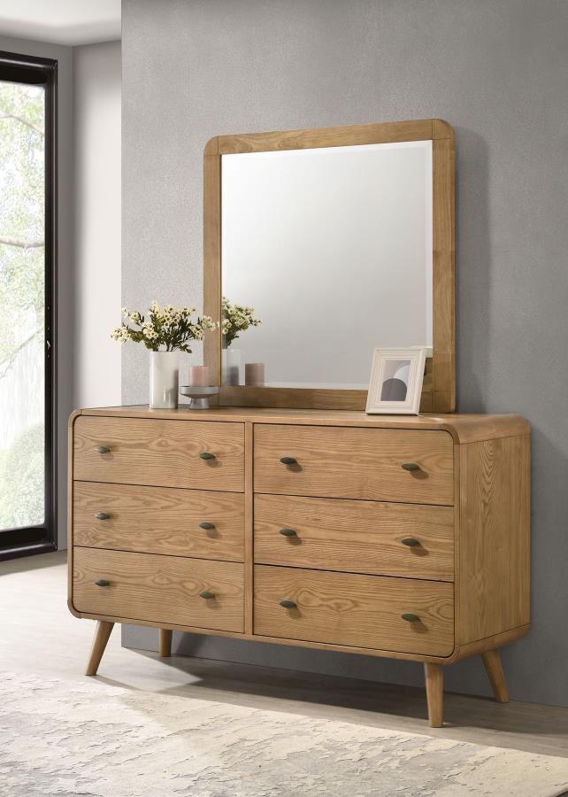 Robyn 6-Drawer Bedroom Dresser And Mirror Light Ash