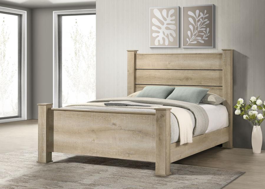 Oakglen 55-Inch Queen Panel Bed Weathered Oak