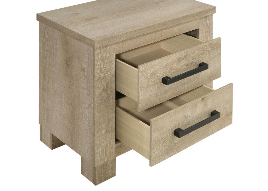 Oakglen 2-Drawer Nightstand Bedside Table Weathered Oak