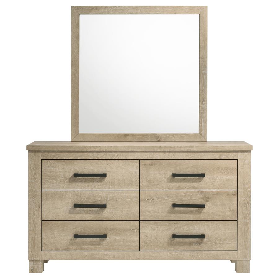 Oakglen 6-Drawer Bedroom Dresser And Mirror Weathered Oak