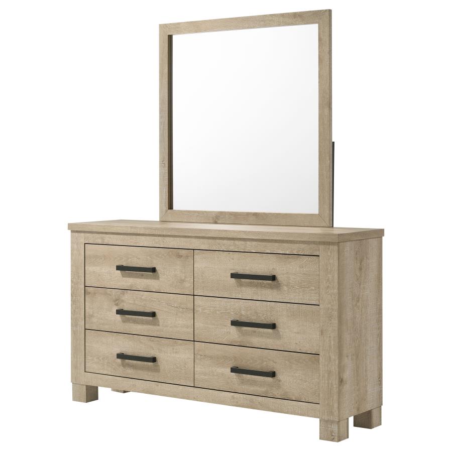 Oakglen 6-Drawer Bedroom Dresser And Mirror Weathered Oak