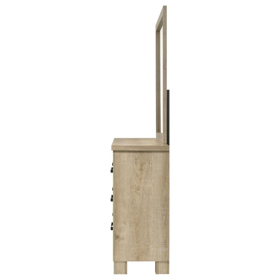 Oakglen 6-Drawer Bedroom Dresser And Mirror Weathered Oak