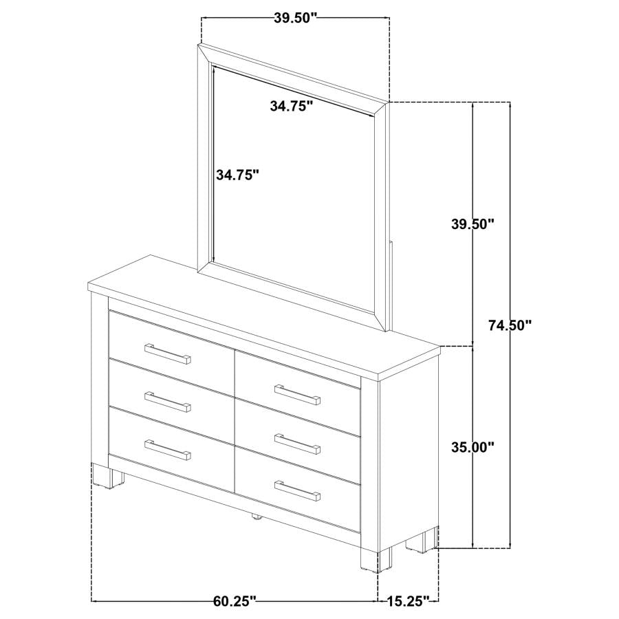 Oakglen 6-Drawer Bedroom Dresser And Mirror Weathered Oak