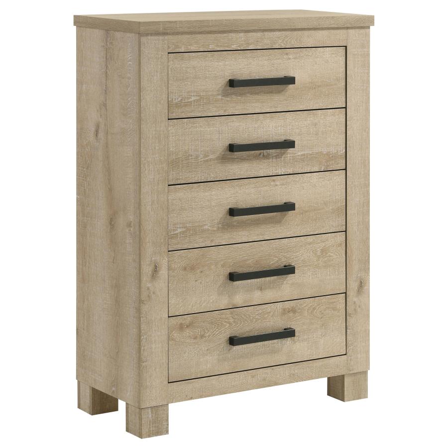 Oakglen 5-Drawer Bedroom Chest Of Drawers Weathered Oak
