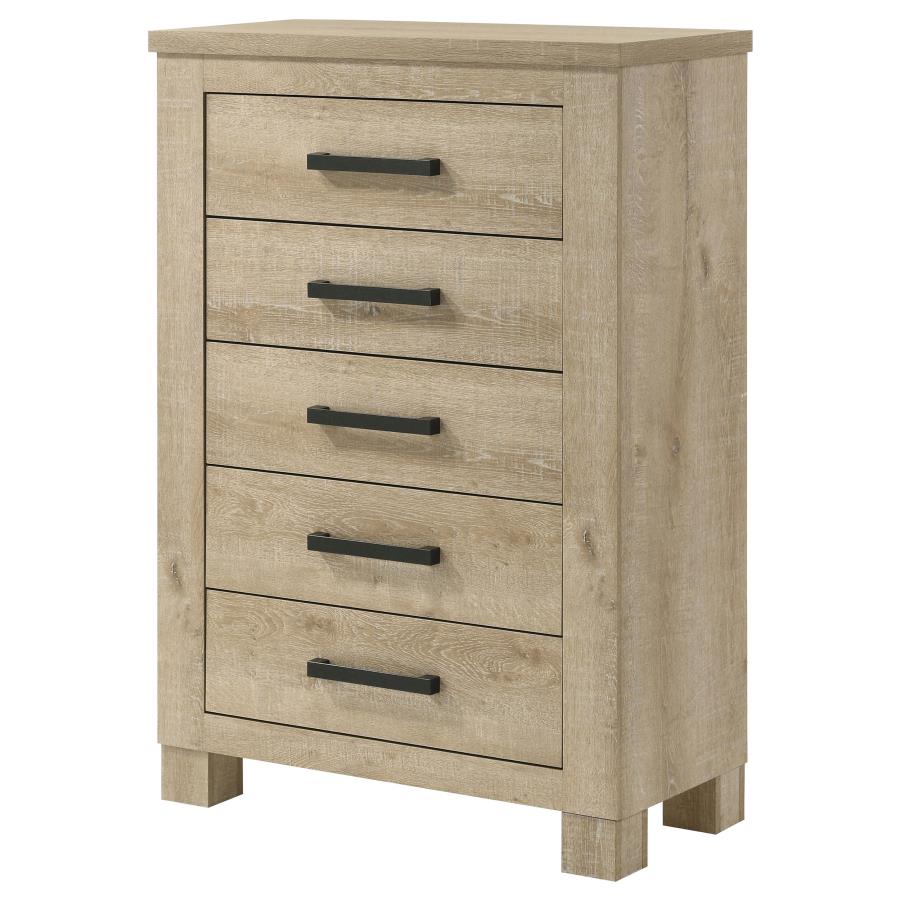 Oakglen 5-Drawer Bedroom Chest Of Drawers Weathered Oak