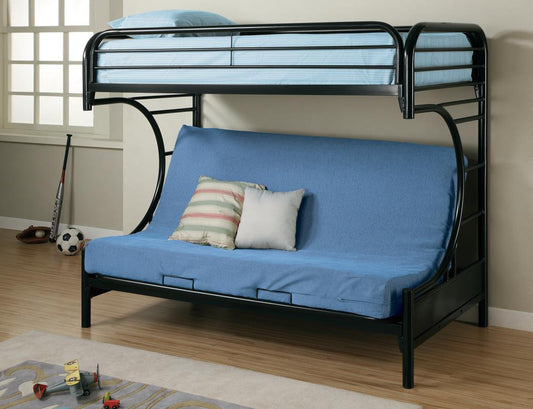 G2253 Contemporary Glossy Black Futon Bunk Bed - ATL FURNITURE