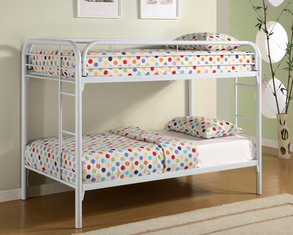 G2256 Contemporary White Twin Metal Bunk Bed - ATL FURNITURE