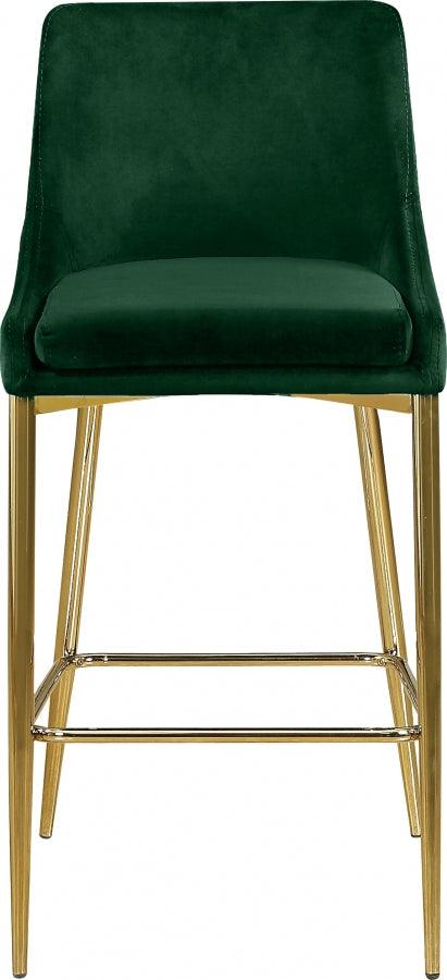 Meridian Furniture - Karina Velvet Counter Stool Set Of 2 In Green - 789Green-C - ATL FURNITURE