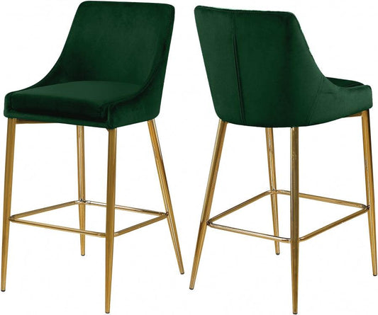 Meridian Furniture - Karina Velvet Counter Stool Set Of 2 In Green - 789Green-C - ATL FURNITURE