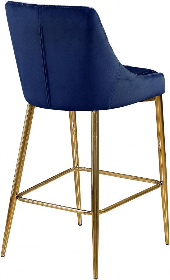 Meridian Furniture - Karina Velvet Counter Stool Set Of 2 In Navy - 789Navy - ATL FURNITURE