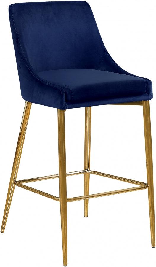 Meridian Furniture - Karina Velvet Counter Stool Set Of 2 In Navy - 789Navy - ATL FURNITURE