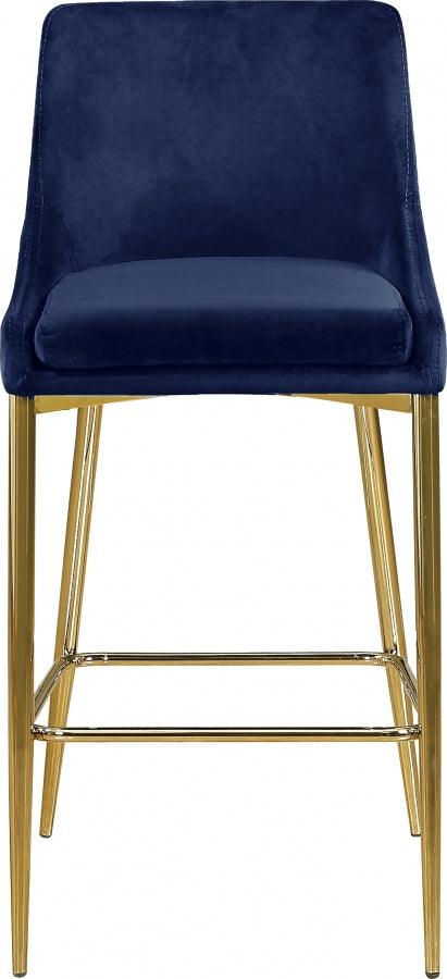 Meridian Furniture - Karina Velvet Counter Stool Set Of 2 In Navy - 789Navy - ATL FURNITURE