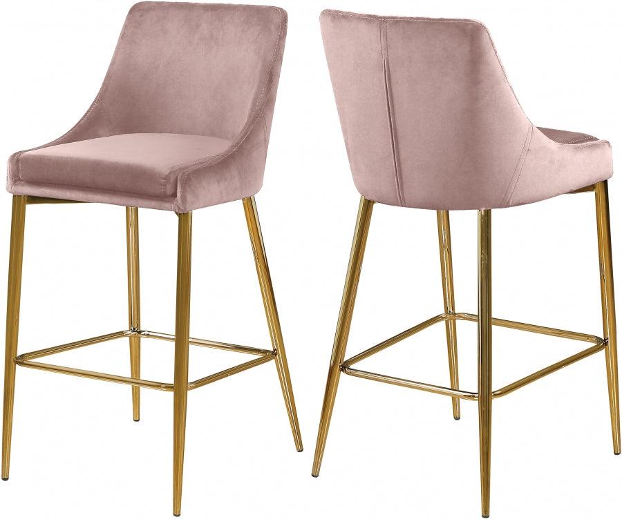 Meridian Furniture - Karina Velvet Counter Stool Set Of 2 In Pink - 789Pink-C - ATL FURNITURE