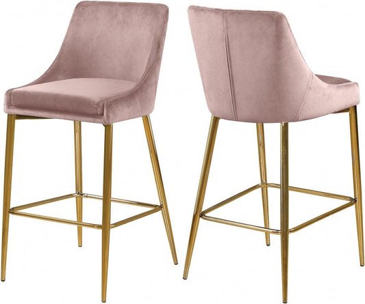 Meridian Furniture - Karina Velvet Counter Stool Set Of 2 In Pink - 789Pink-C - ATL FURNITURE