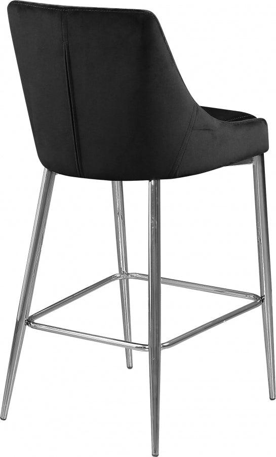 Meridian Furniture - Karina Velvet Counter Stool Set Of 2 In Black - 790Black-C - ATL FURNITURE