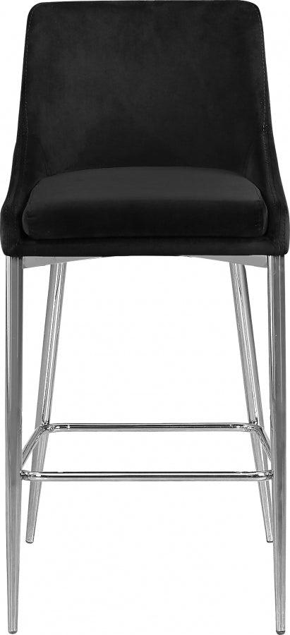 Meridian Furniture - Karina Velvet Counter Stool Set Of 2 In Black - 790Black-C - ATL FURNITURE