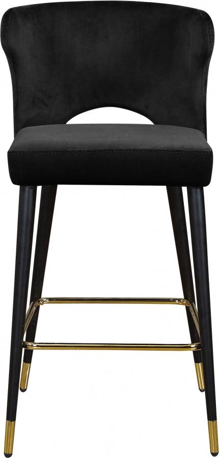 Meridian Furniture - Kelly Velvet Counter Stool Set Of 2 In Black - 791Black-C - ATL FURNITURE