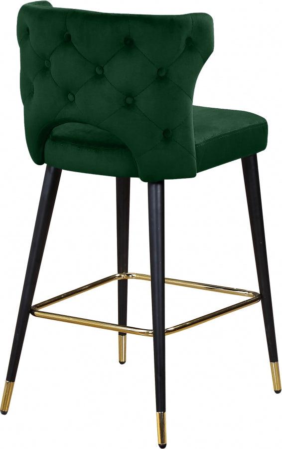 Meridian Furniture - Kelly Velvet Counter Stool Set Of 2 In Green - 791Green-C - ATL FURNITURE