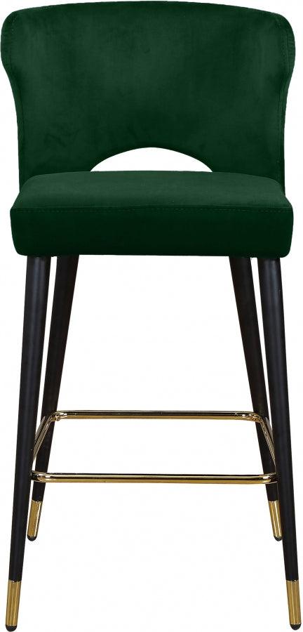 Meridian Furniture - Kelly Velvet Counter Stool Set Of 2 In Green - 791Green-C - ATL FURNITURE