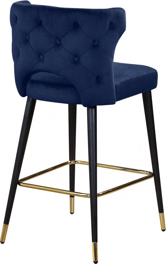 Meridian Furniture - Kelly Velvet Counter Stool Set Of 2 In Navy - 791Navy-C - ATL FURNITURE