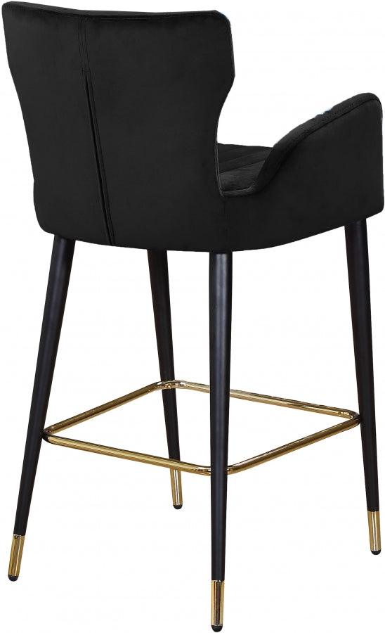 Meridian Furniture - Luxe Velvet Counter Stool Set Of 2 In Black - 792Black-C - ATL FURNITURE