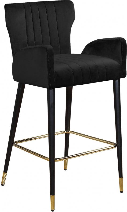 Meridian Furniture - Luxe Velvet Counter Stool Set Of 2 In Black - 792Black-C - ATL FURNITURE