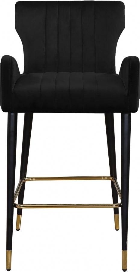 Meridian Furniture - Luxe Velvet Counter Stool Set Of 2 In Black - 792Black-C - ATL FURNITURE