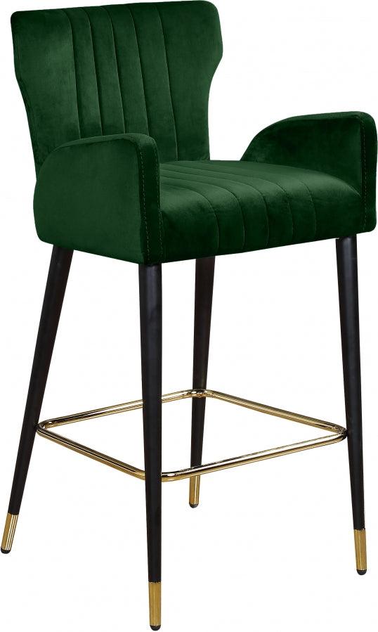 Meridian Furniture - Luxe Velvet Counter Stool Set Of 2 In Green - 792Green-C - ATL FURNITURE