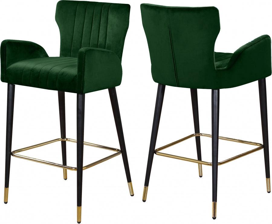 Meridian Furniture - Luxe Velvet Counter Stool Set Of 2 In Green - 792Green-C - ATL FURNITURE