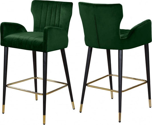 Meridian Furniture - Luxe Velvet Counter Stool Set Of 2 In Green - 792Green-C - ATL FURNITURE