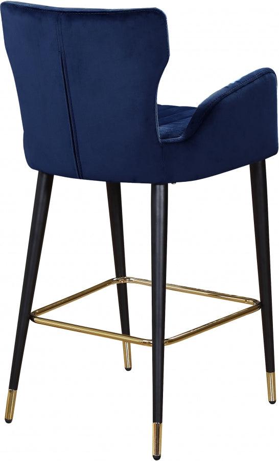 Meridian Furniture - Luxe Velvet Counter Stool Set Of 2 In Navy - 792Navy-C - ATL FURNITURE