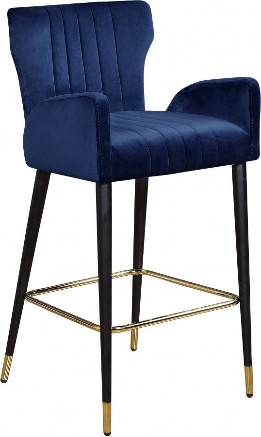 Meridian Furniture - Luxe Velvet Counter Stool Set Of 2 In Navy - 792Navy-C - ATL FURNITURE