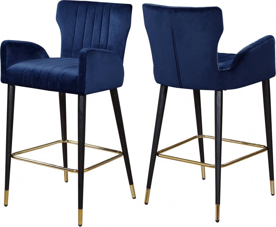 Meridian Furniture - Luxe Velvet Counter Stool Set Of 2 In Navy - 792Navy-C - ATL FURNITURE