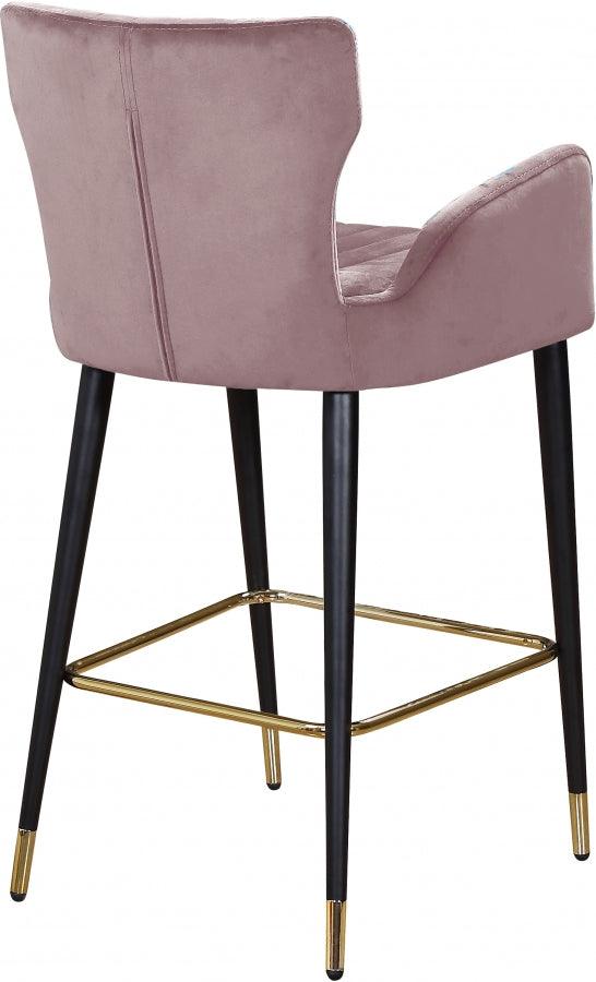 Meridian Furniture - Luxe Velvet Counter Stool Set Of 2 In Pink - 792Pink-C - ATL FURNITURE