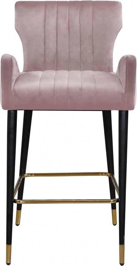 Meridian Furniture - Luxe Velvet Counter Stool Set Of 2 In Pink - 792Pink-C - ATL FURNITURE