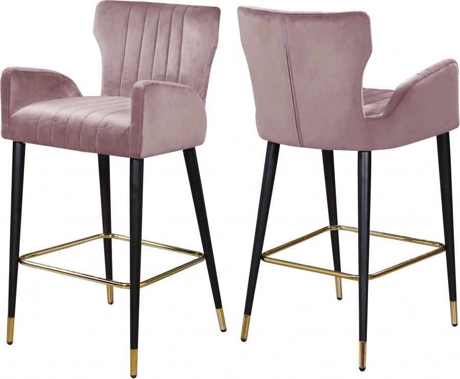 Meridian Furniture - Luxe Velvet Counter Stool Set Of 2 In Pink - 792Pink-C - ATL FURNITURE