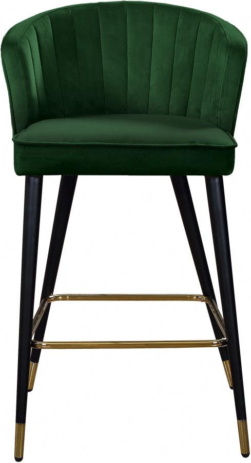 Meridian Furniture - Cassie Velvet Counter Stool Set Of 2 In Green - 793Green-C - ATL FURNITURE