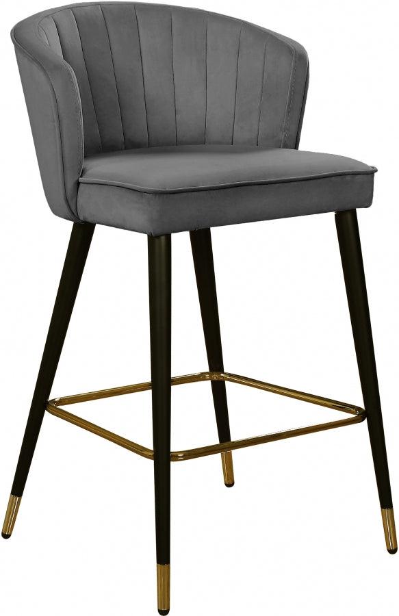 Meridian Furniture - Cassie Velvet Counter Stool Set Of 2 In Grey - 793Grey-C - ATL FURNITURE